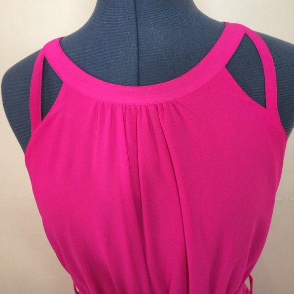 Ya Los Angeles Hot Pink/Fuchsia Silk and Polyester Dress Size M - Picture 5 of 5